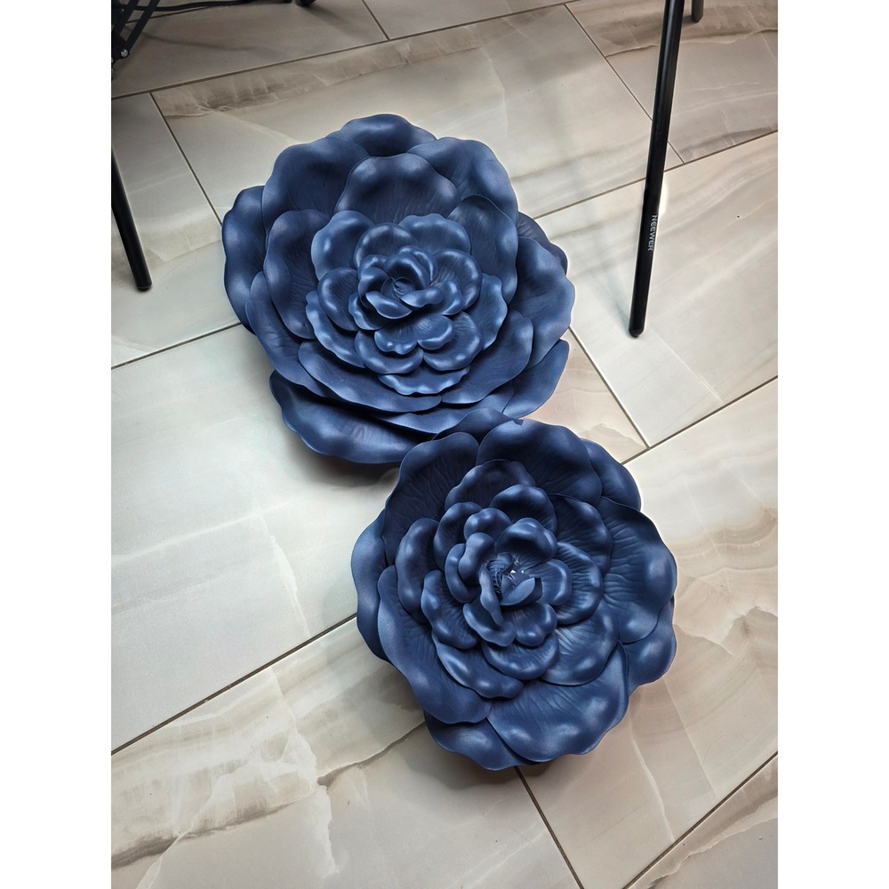 Hobby Lobby Navy Blue Foam Wall Flowers Set of 2 Large Rose Decor 510150 537630 - Picture 9 of 11